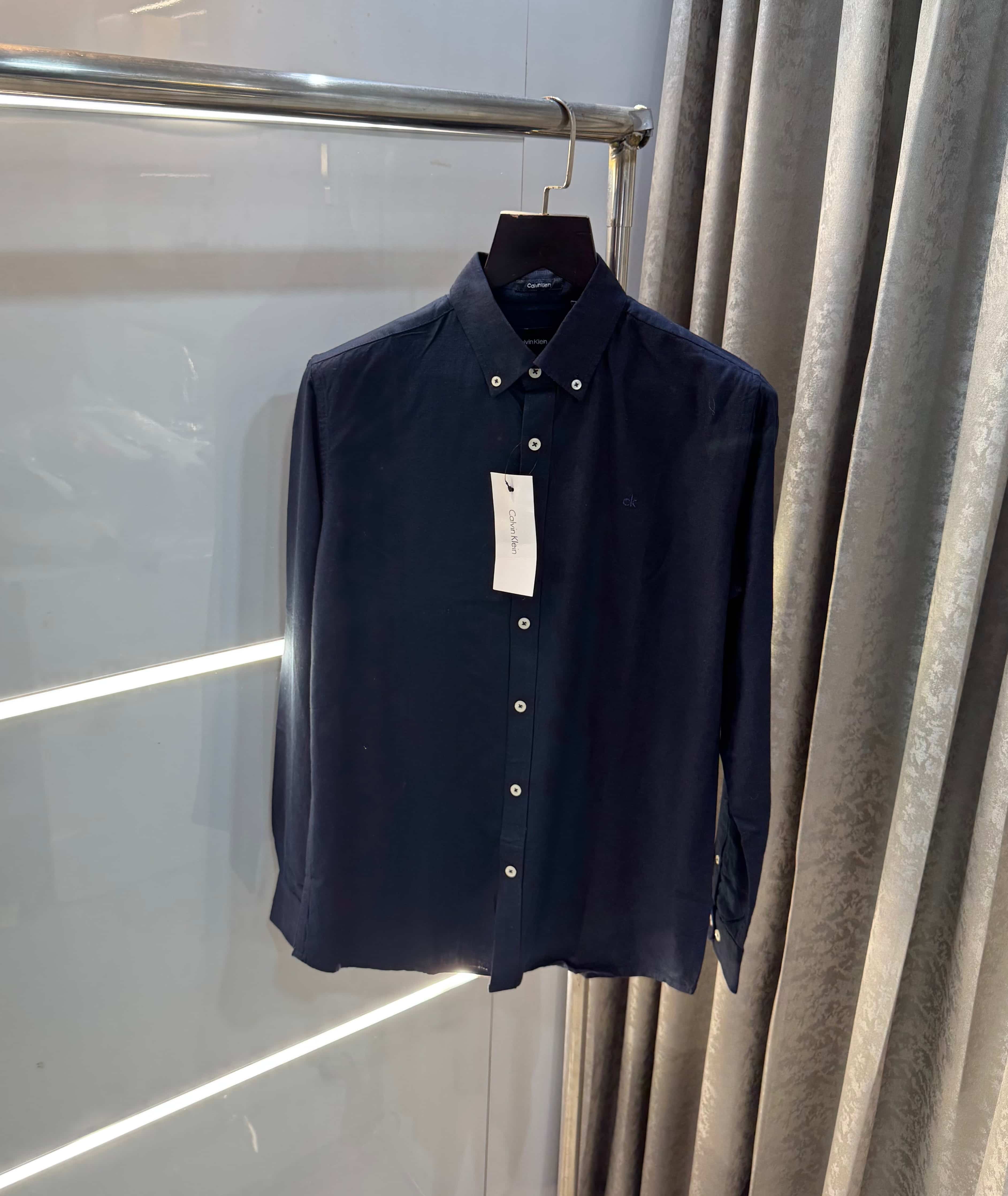 Calvin   klein Navy Blue Embroidery Logo Premium Linen Shirt Secondary image