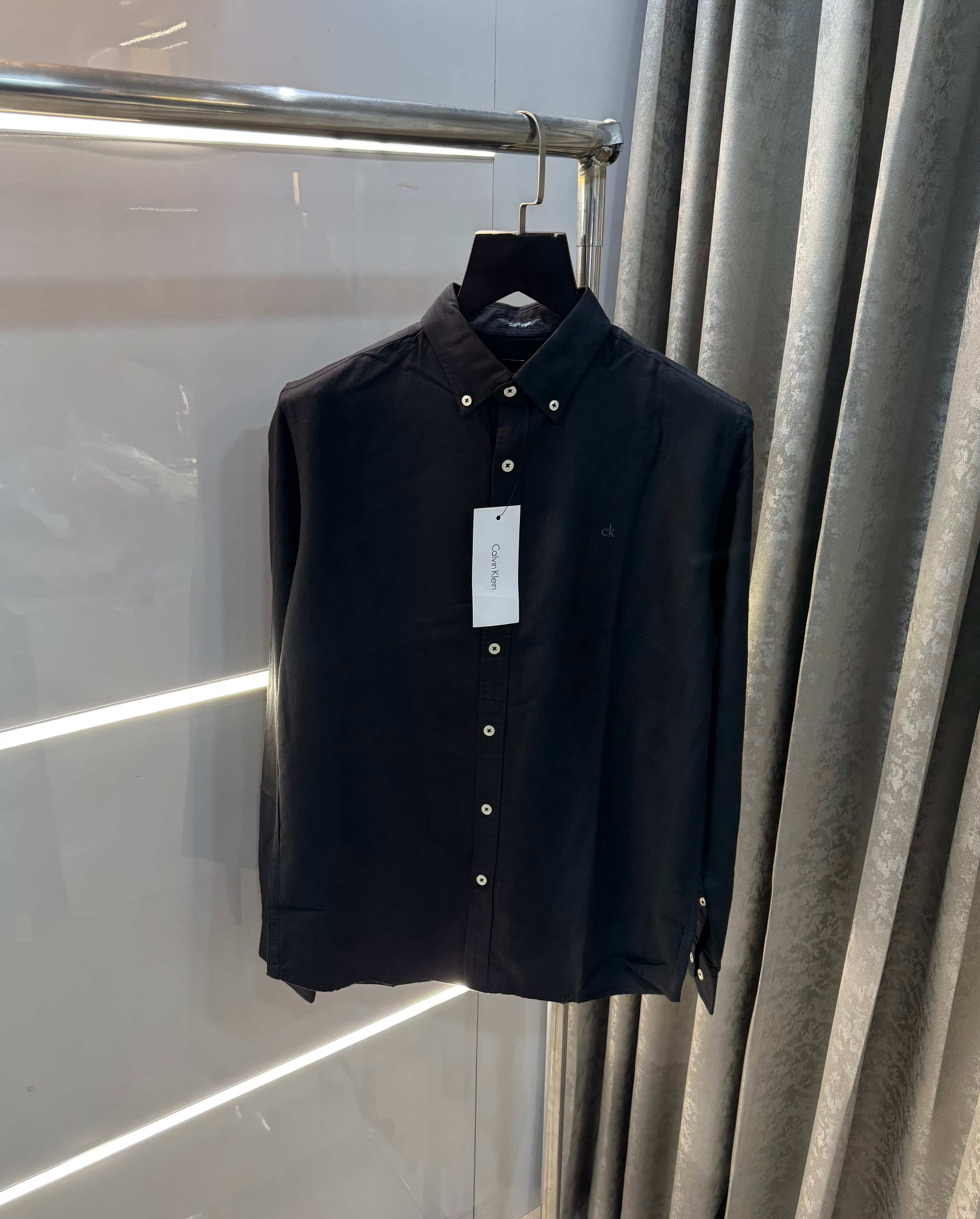 Calvin   klein Black Embroidery Logo Premium Linen Shirt Secondary image