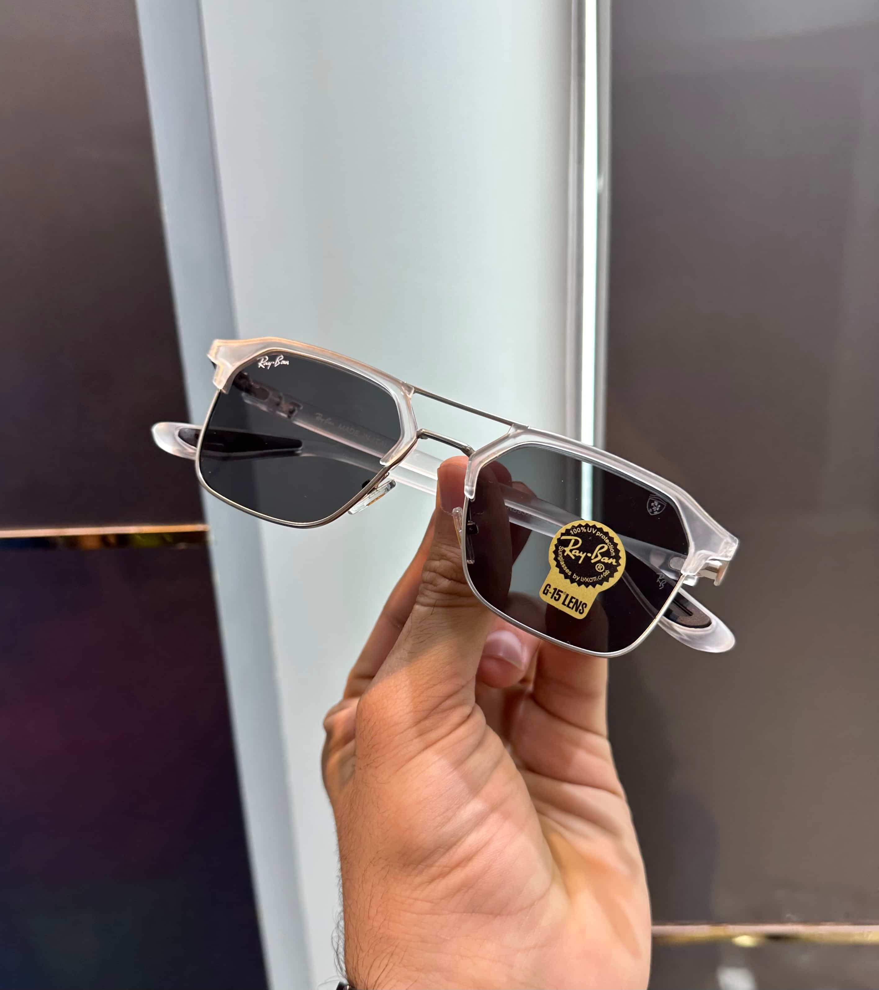 Ray  Ban White With Black Premium Shade 8249