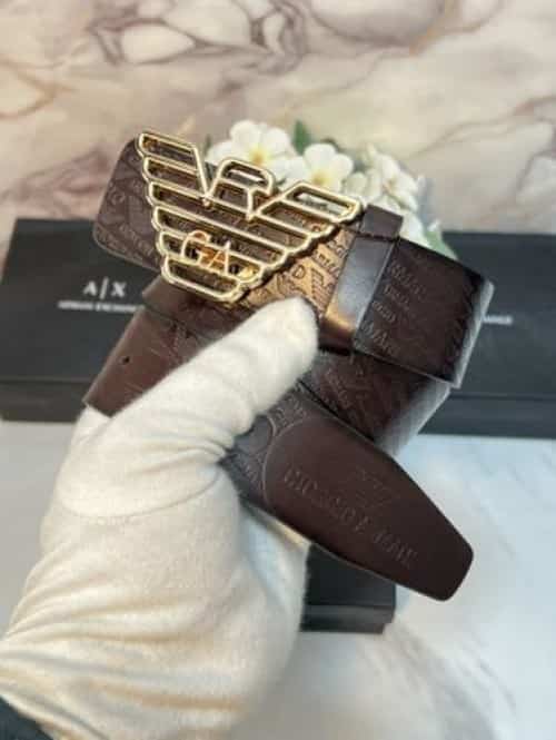AX ARMAN I PREMIUM QUALITY IMPORTED EMBO-SSED LEATHER BELT WITH OG BOX