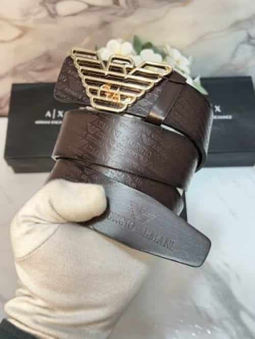 AX ARMAN I PREMIUM QUALITY IMPORTED EMBO-SSED LEATHER BELT WITH OG BOX Secondary image