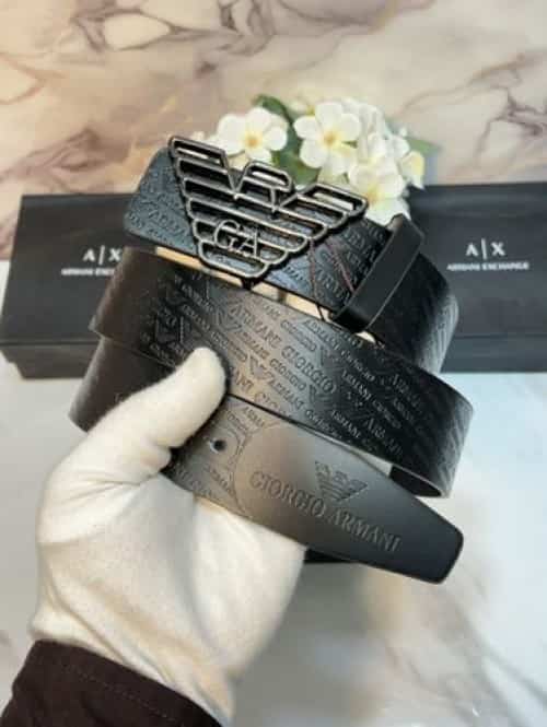 A_X.. ARMAN I PREMIUM QUALITY IMPORTED EMBoS$ED LEATHER BELT WITH OG BOX AX-501 Main image