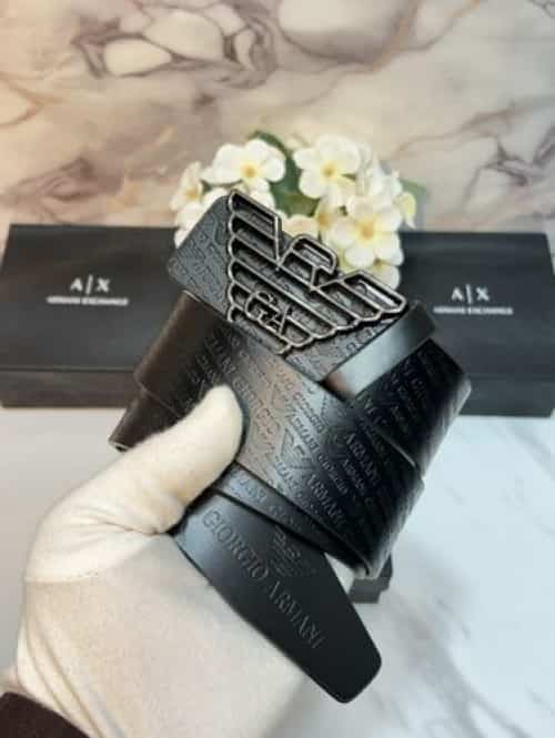 A_X.. ARMAN I PREMIUM QUALITY IMPORTED EMBoS$ED LEATHER BELT WITH OG BOX AX-501 Secondary image
