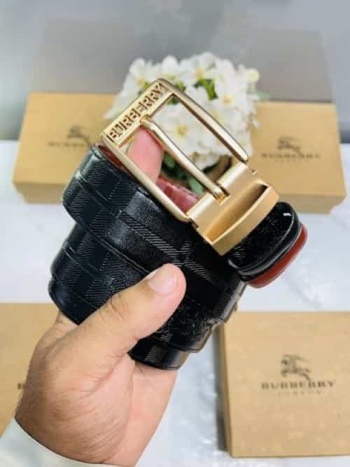 BB BURBERR Y PREMIUM QUALITY IMPORTED EMBO5SED REVERSIBLE BELT WITH OG BO_X BB-703
