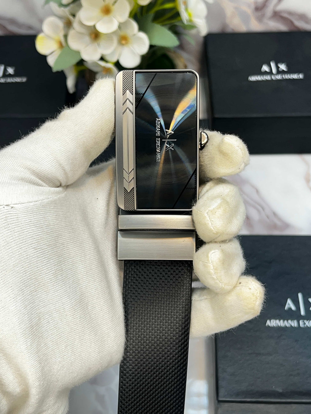 AX ARMANI EXCHANGE PREMIUM QUALITY IMPORTED REVERSIBLE BELT WITH OG BOX