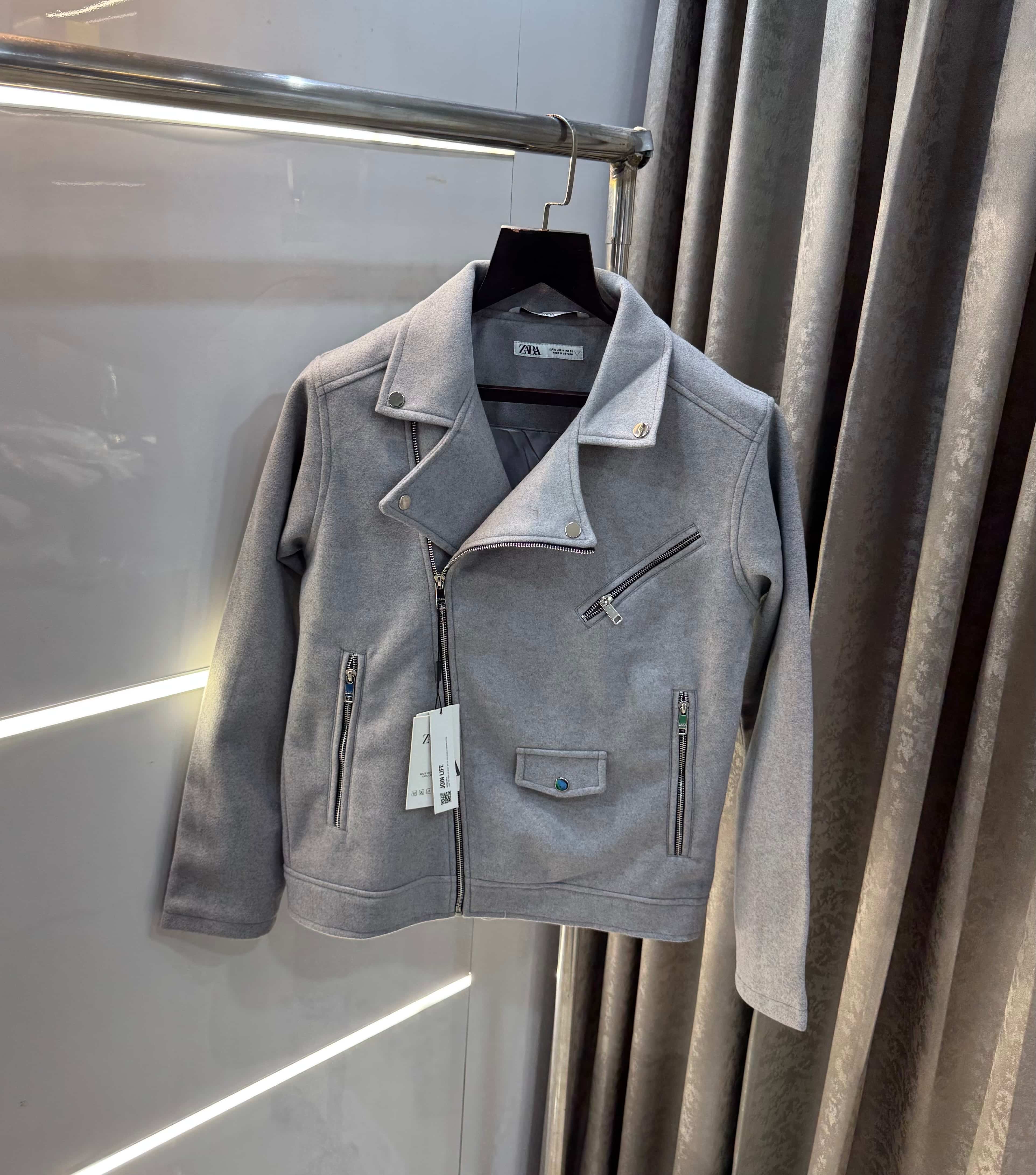 Zar a Grey Cross Zip Lu..X..ury Sweado Jacket Main image
