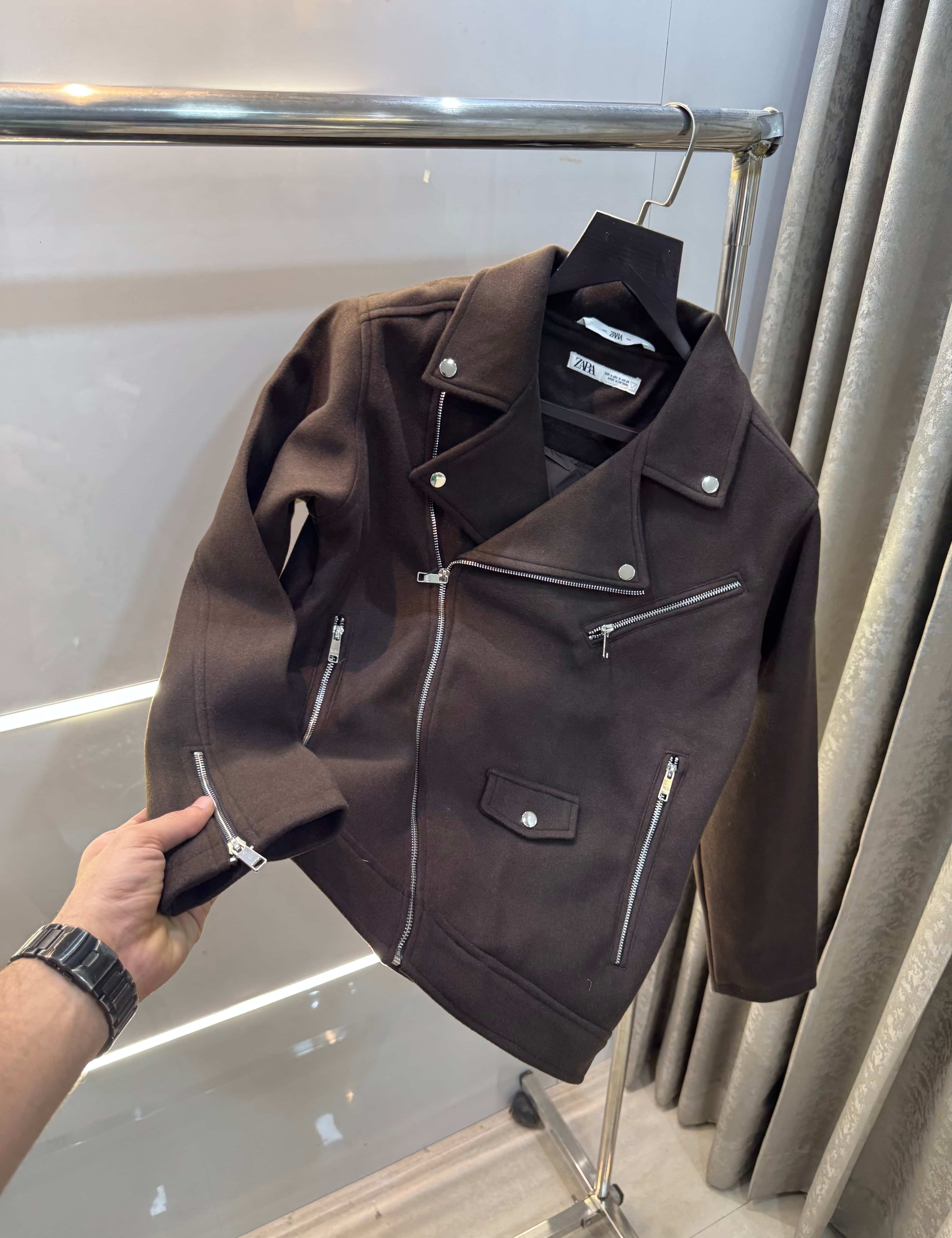 Zar a Dark Brown Cross Zip LuX..ury Sweado Jacket