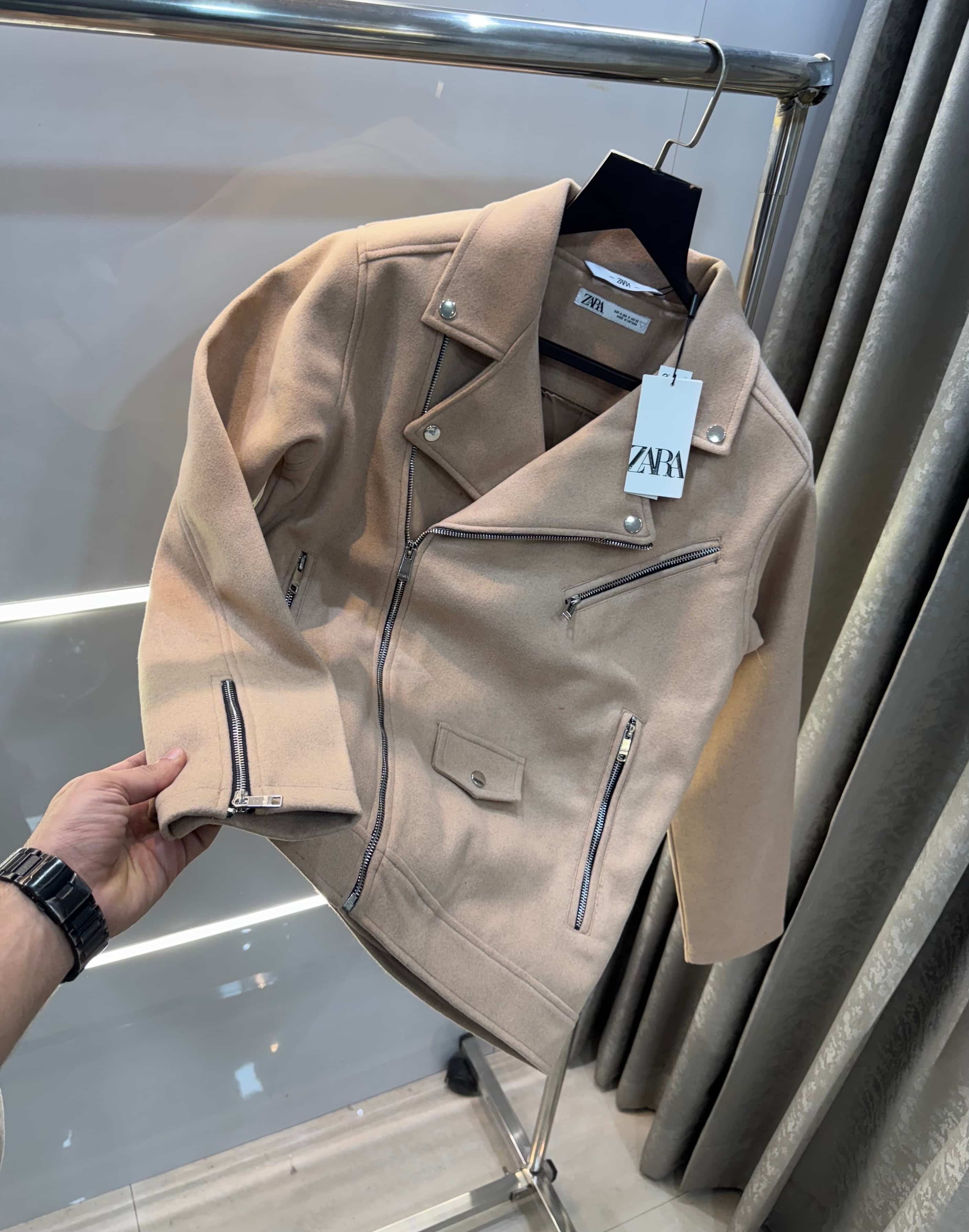 Zar a Beige Cross Zip Lux!..ury Sweado Jacket Secondary image