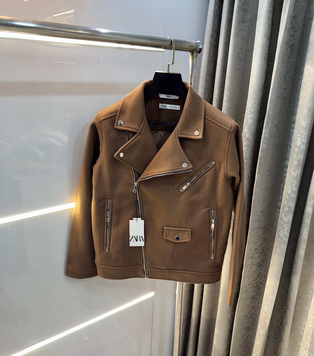 Zar a Light Brown Cross Zip LuX..ury Sweado Jacket