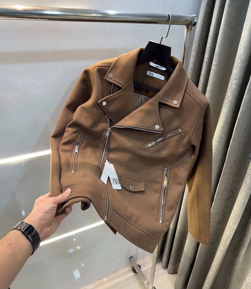 Zar a Light Brown Cross Zip LuX..ury Sweado Jacket