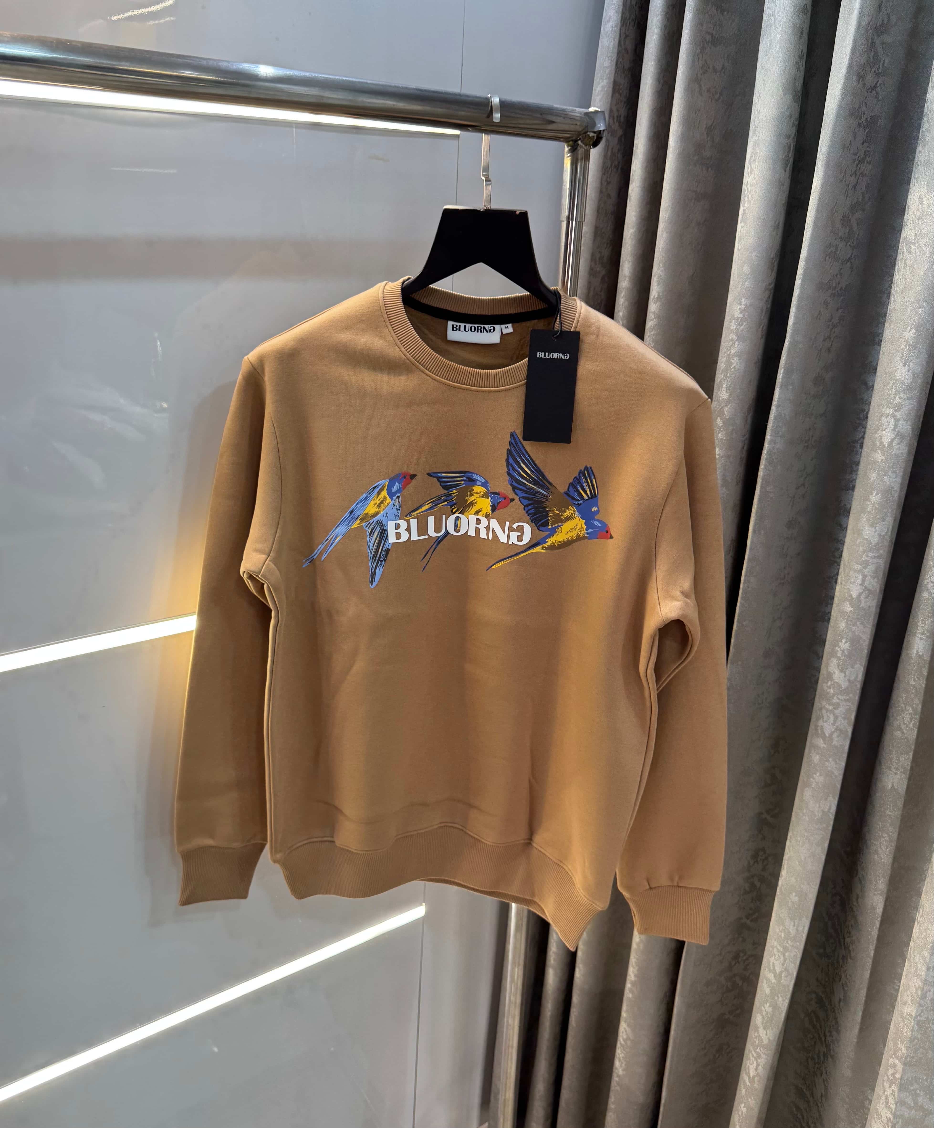 Bluorng Beige EmbO-sSed Logo Premium Sweatshirt Main image