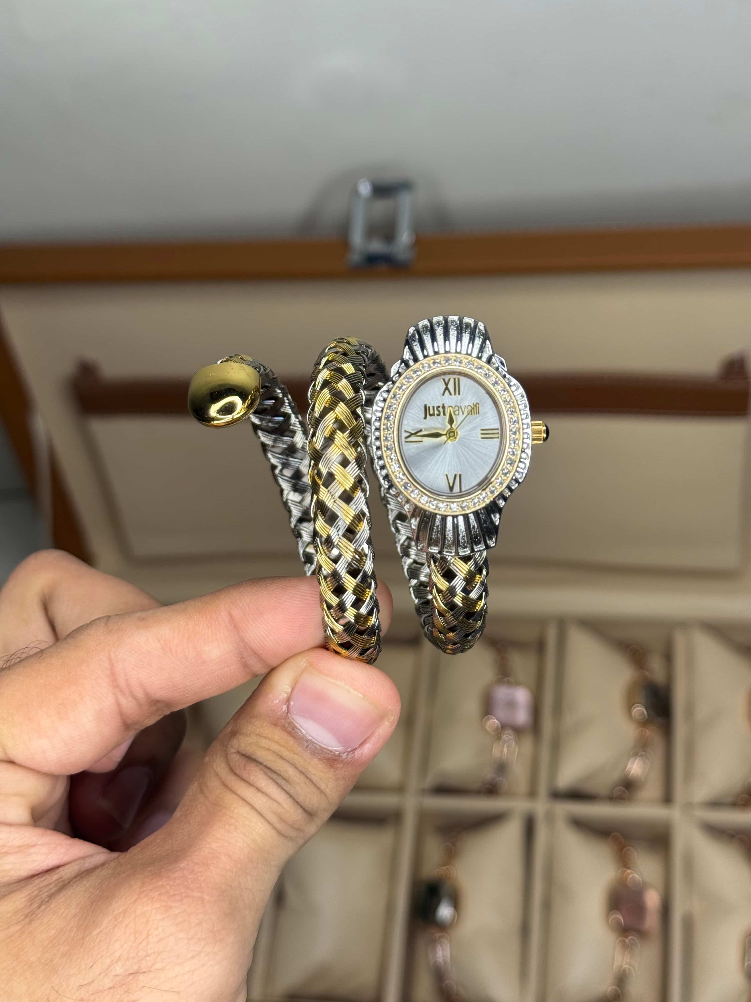 Just Cavalli Twined Dual Tone With White Dial Premium Ladies Watch