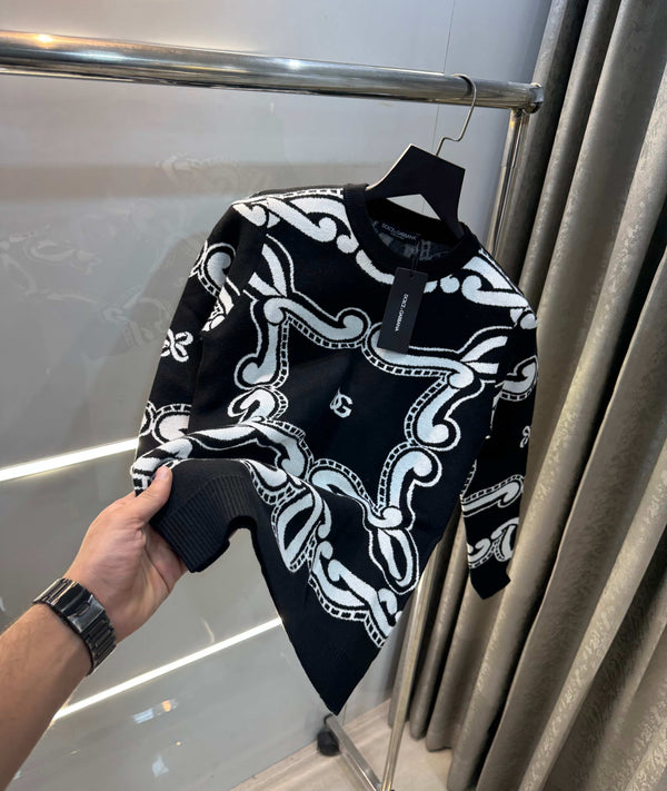 Dolce&Gabbana Black Designer Imported Knitted Pull Over
