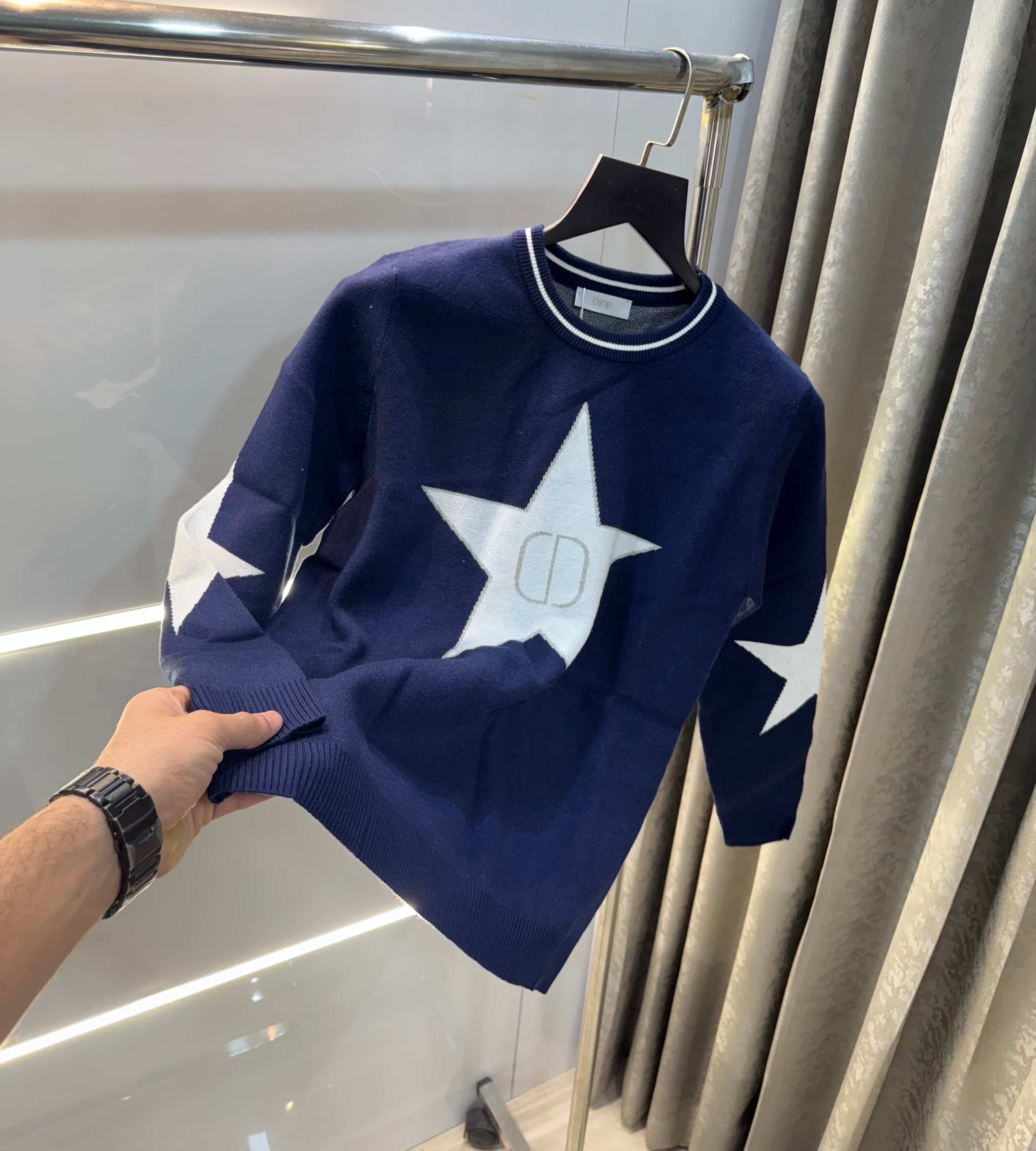 Christian Dio r Navy Blue Star Edition Imported Knitted Pull Over Main image