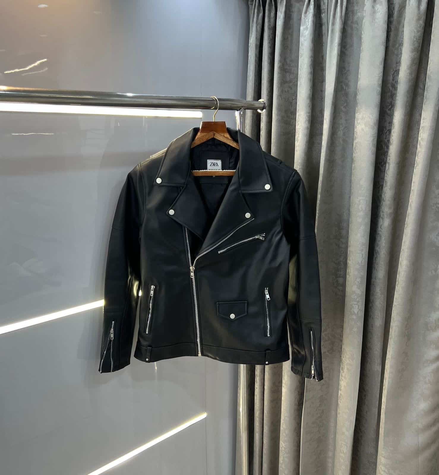 Zar a Black Cross Zip King Khan Edition Leather Jacket Secondary image