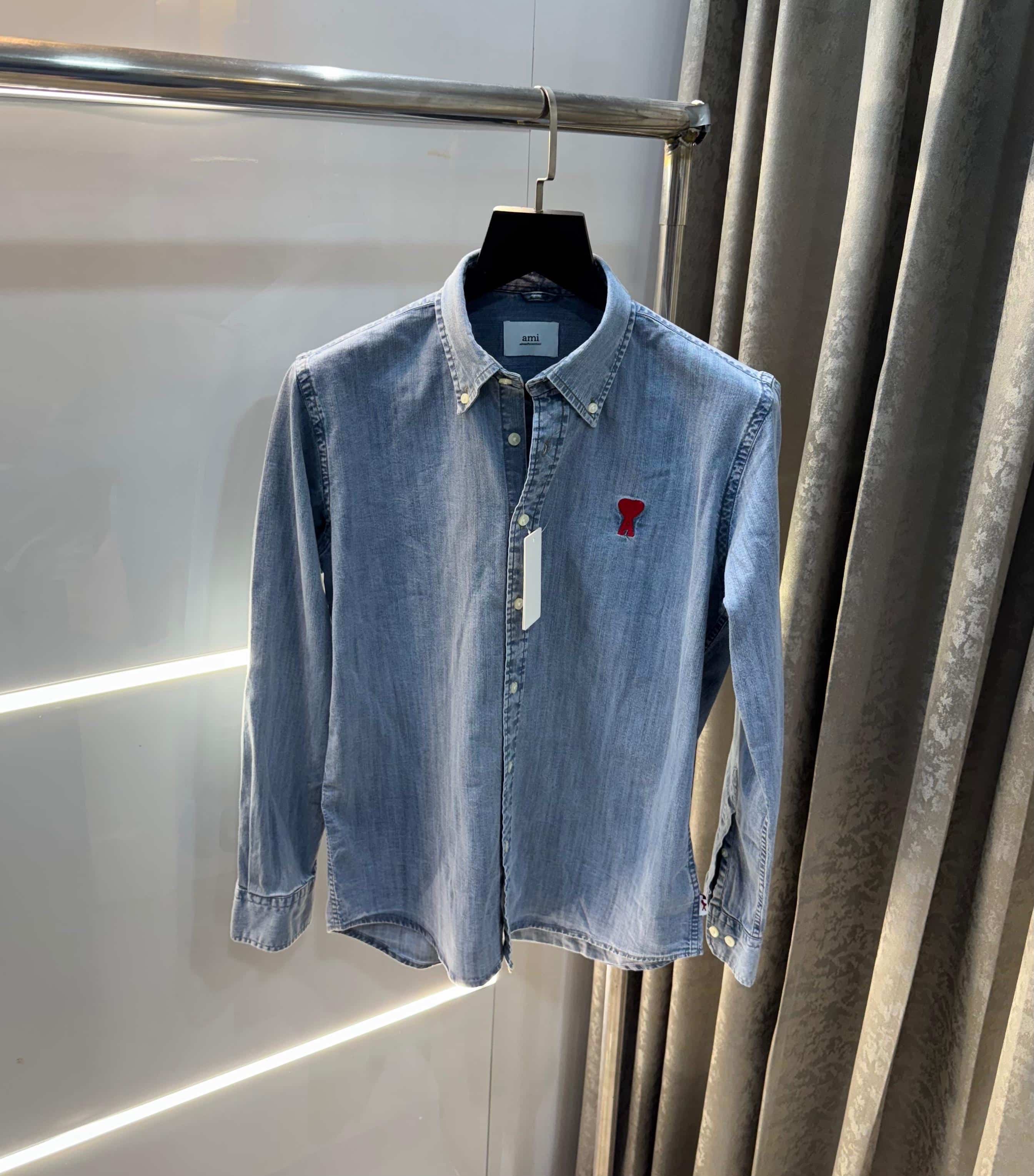 Ami Paris sky blue  Embroidery Logo Premium Shirt Secondary image