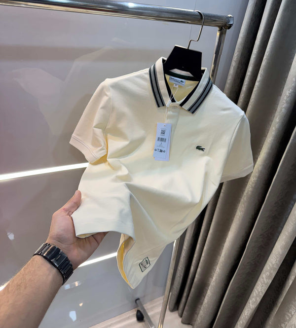 Lacost e Cream Logo Work Premium Classic Polo T-Shirt