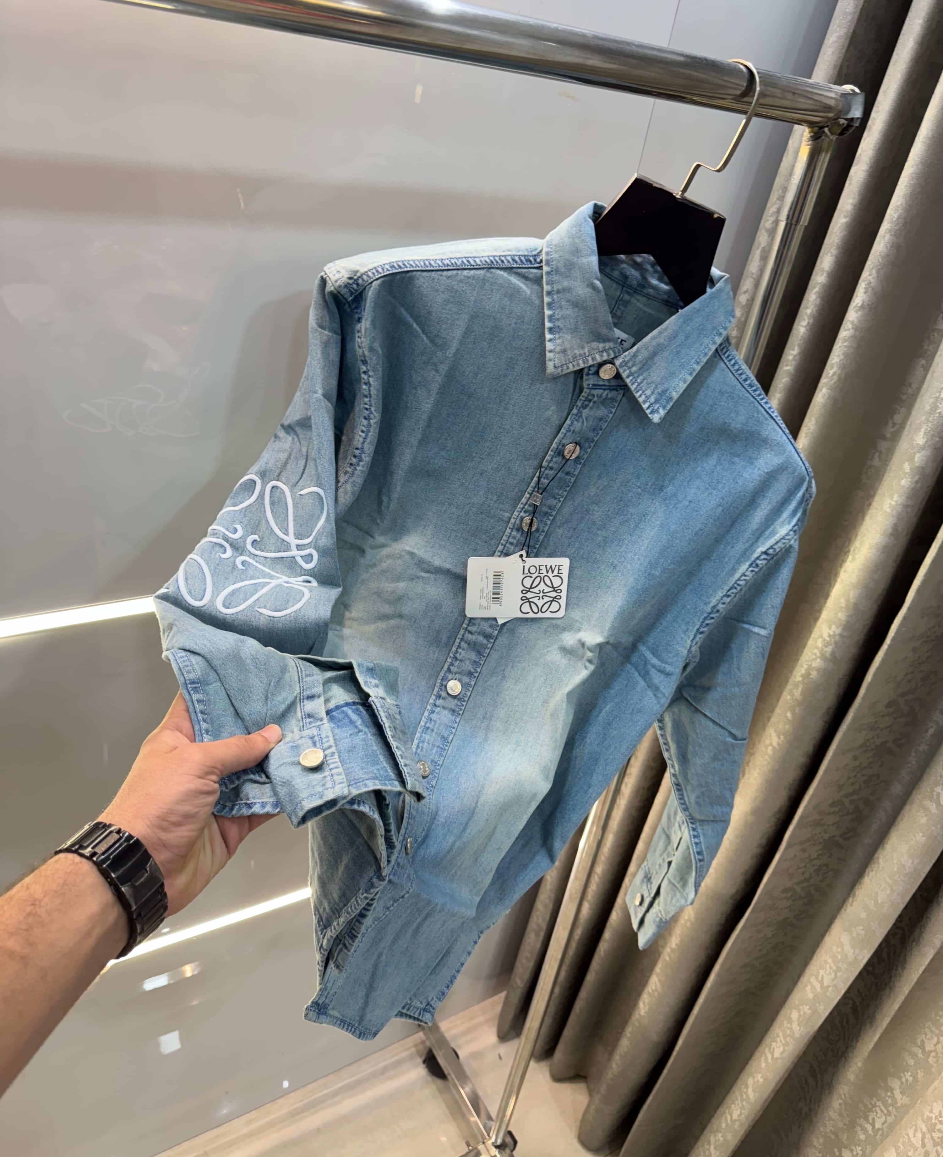 L0ewe Greenish Designer Imported Denim Jacket Main image