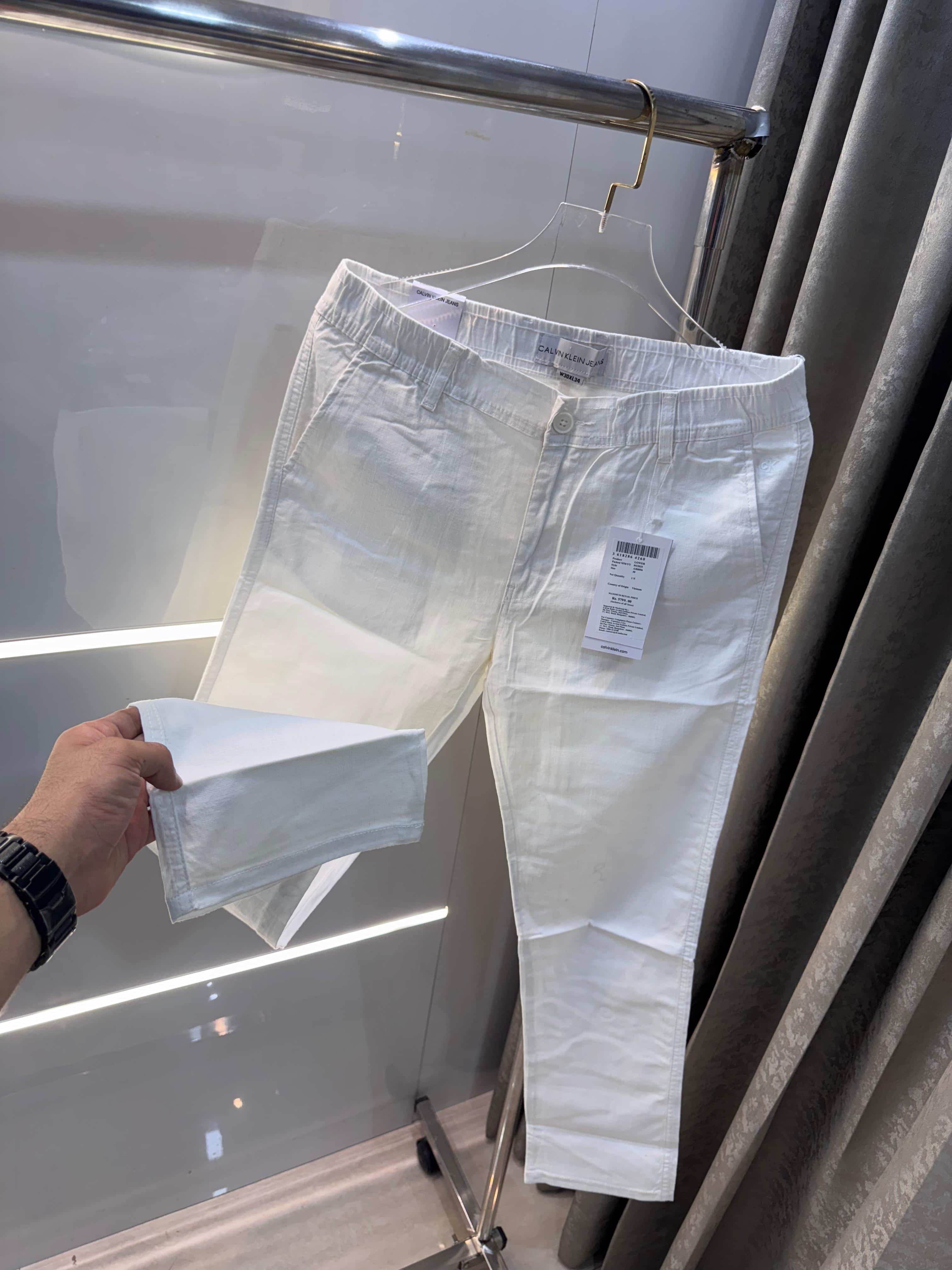 Calvi n klein White Premium Classic Linen Trouser Secondary image