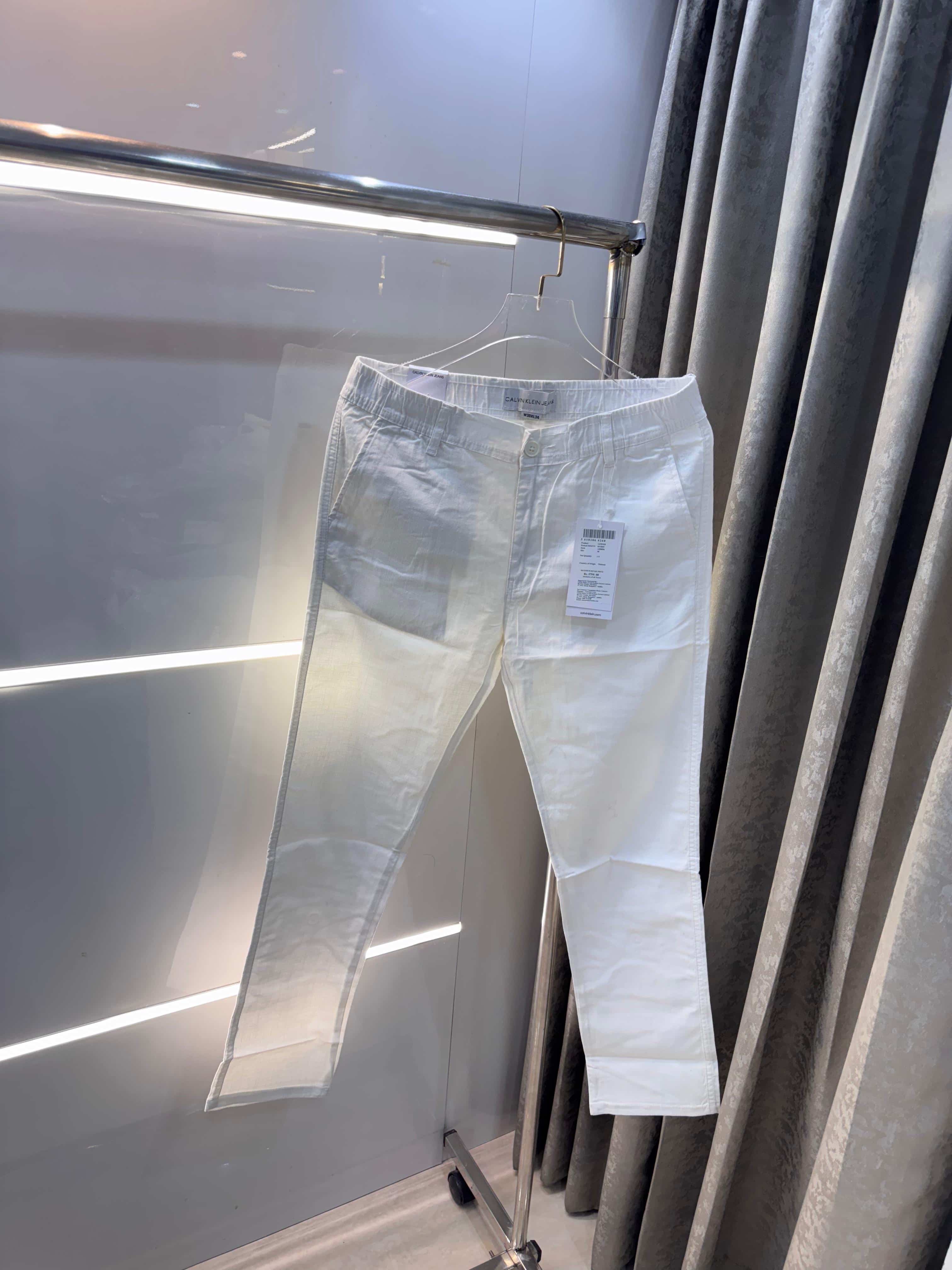 Calvi n klein White Premium Classic Linen Trouser Main image
