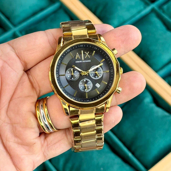 ARMANI_GOLD BLACK CHRONO METAL
