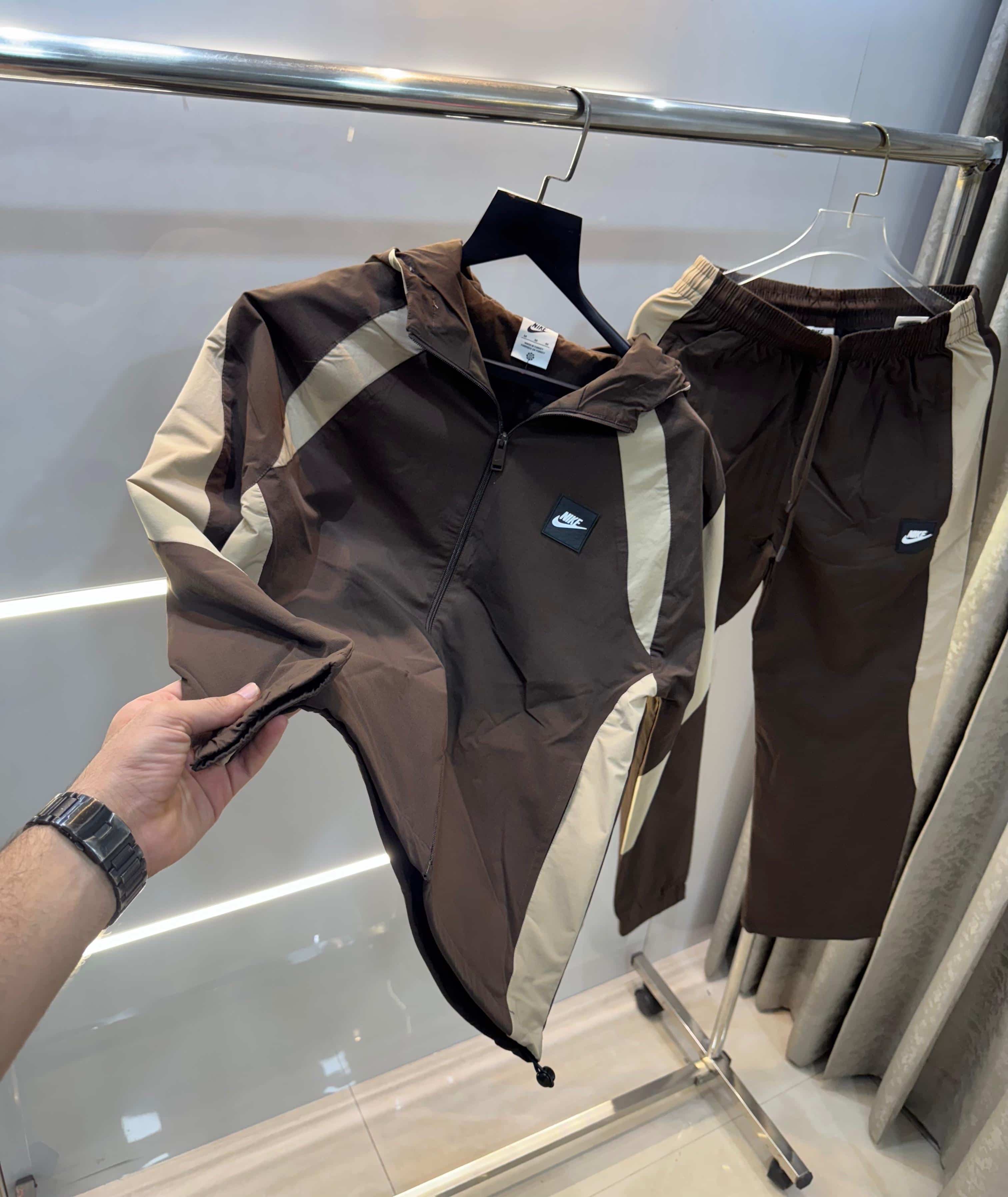 Nik e  Brown Print Imported Tracksuit