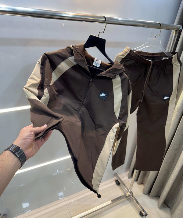 Nik e  Brown Print Imported Tracksuit