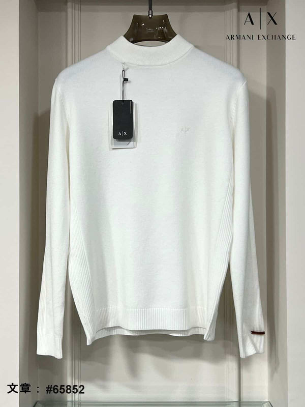 Arman i E_-_·X!change White high neck Embroidery Logo Imported Premium Sweatshirt