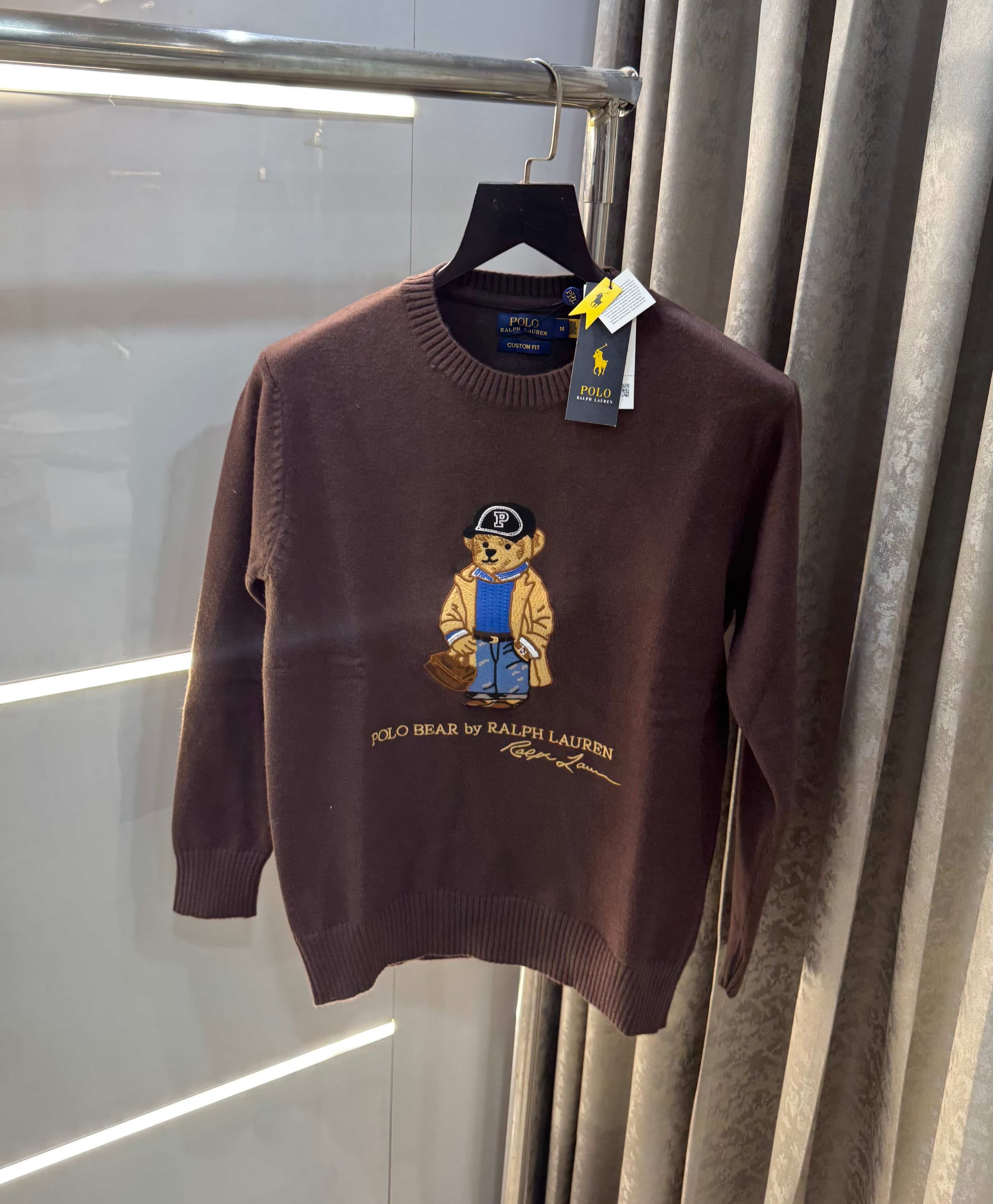 Ralph  Lauren Brown Teddy Edition Imported Knitted Pull Pver