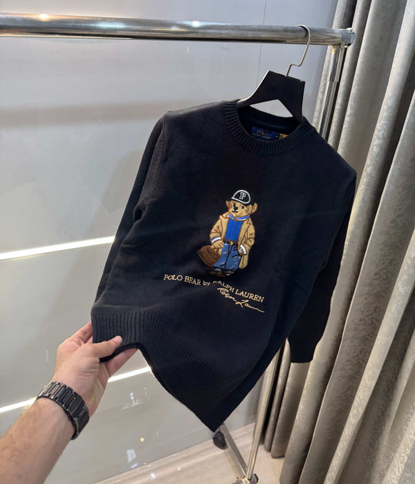 Ralph  Lauren Black Teddy Edition Imported Knitted Pull Pver