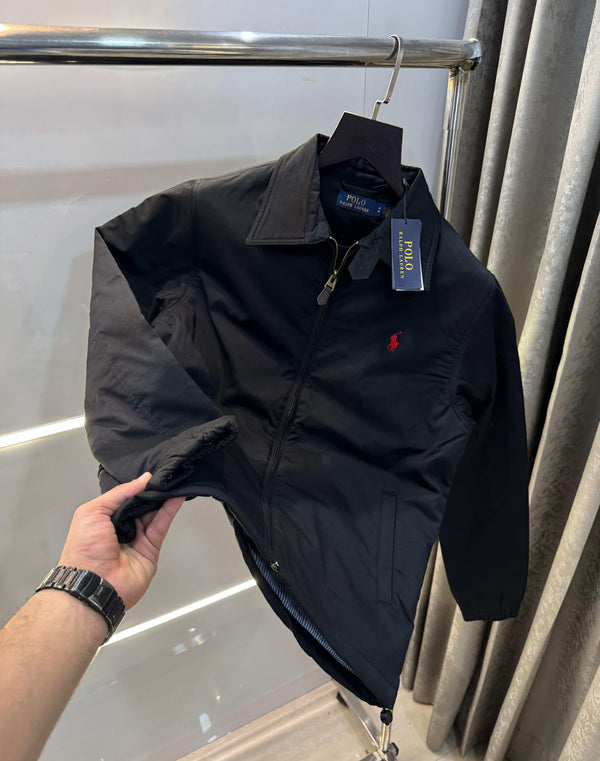 Ralph  Lauren Black Embroidery Logo Imported Bomber Jacket