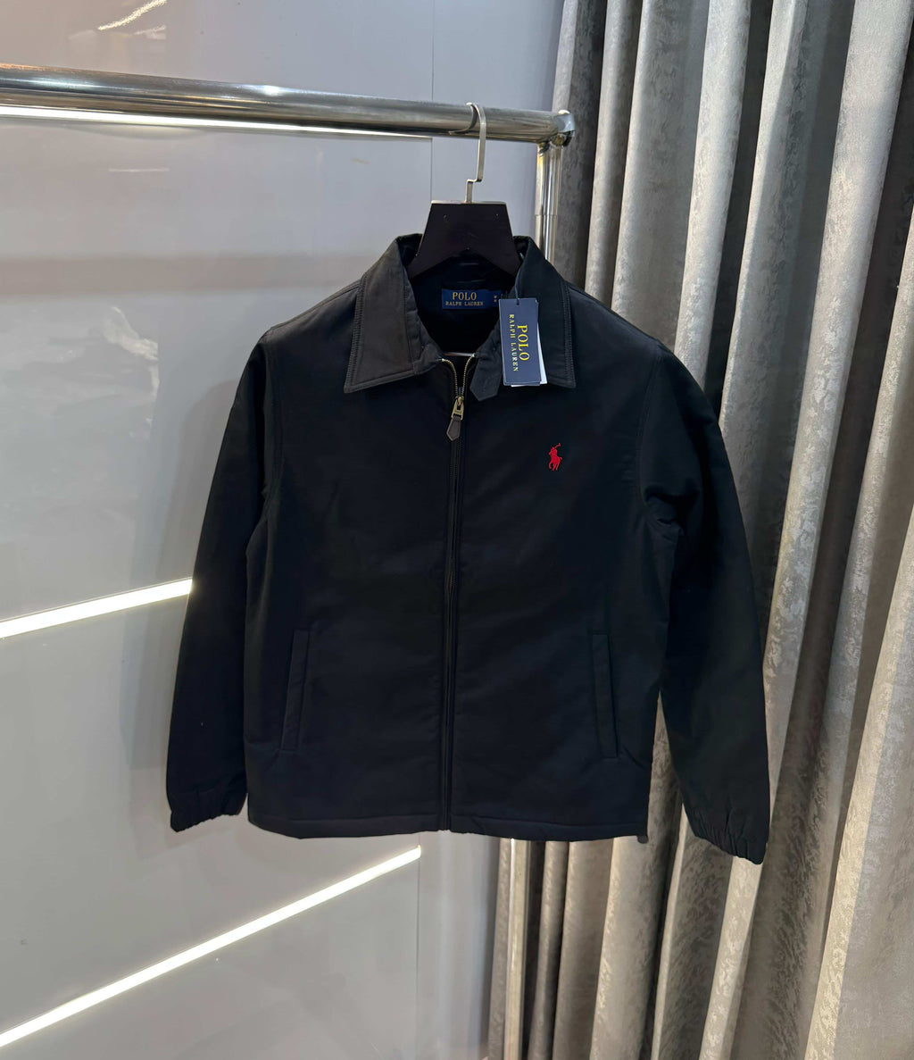 Ralph  Lauren Black Embroidery Logo Imported Bomber Jacket