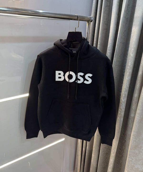 Bos s Black Embroidery Premium Imported Hoodie