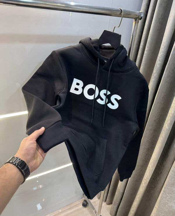 Bos s Black Embroidery Premium Imported Hoodie