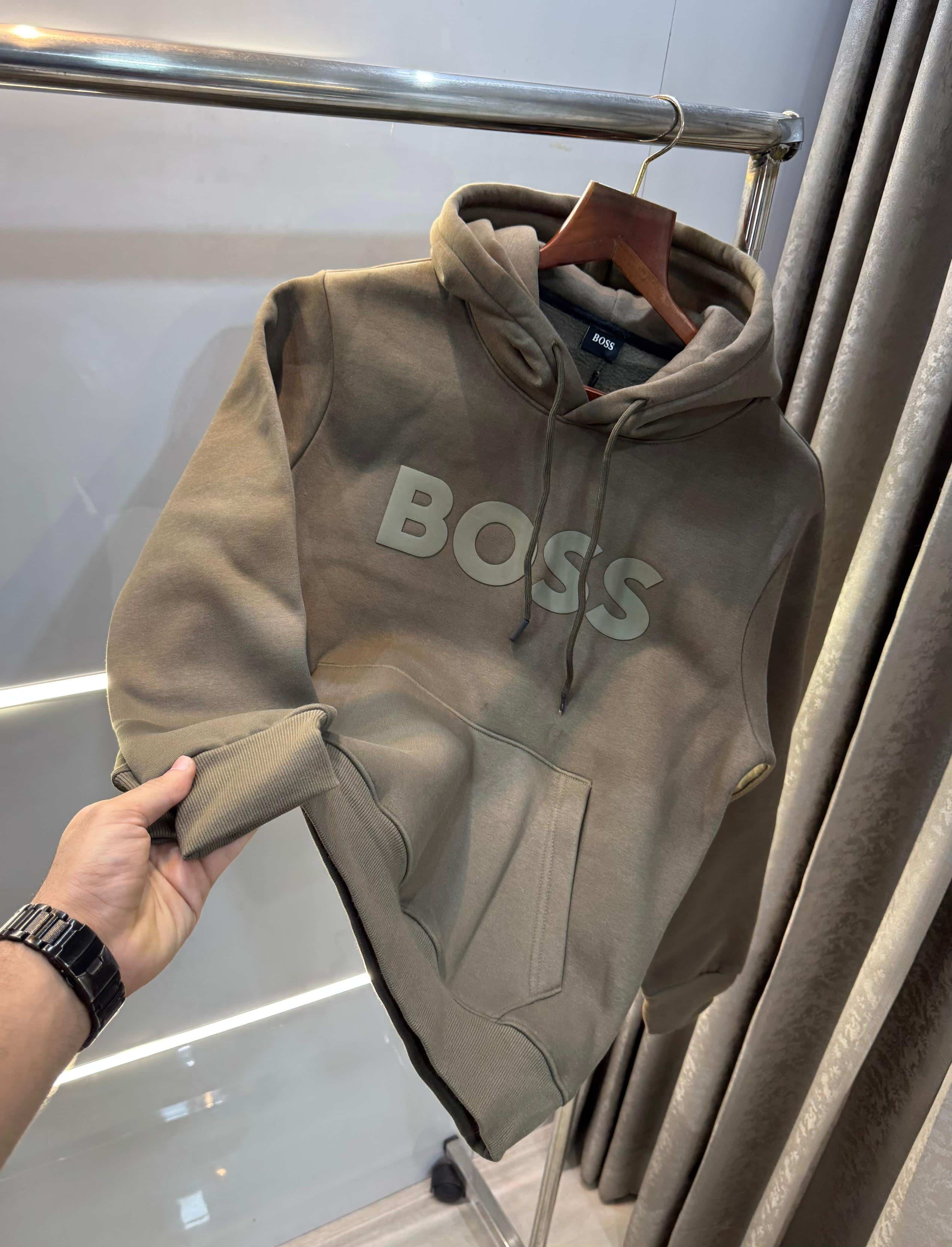 Bos s olive green Embroidery Premium Imported Hoodie