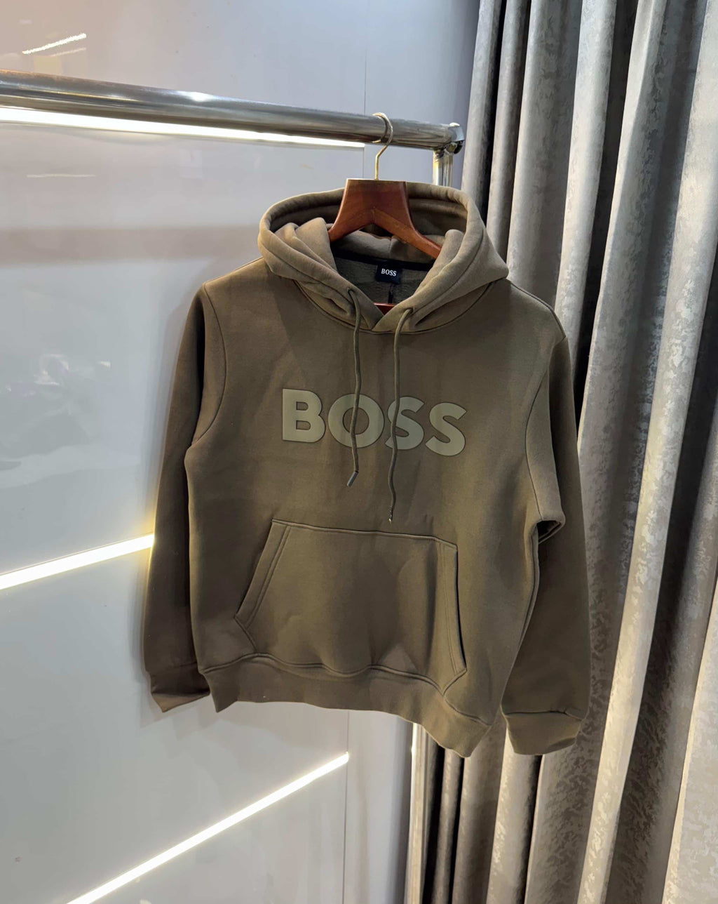 Bos s olive green Embroidery Premium Imported Hoodie