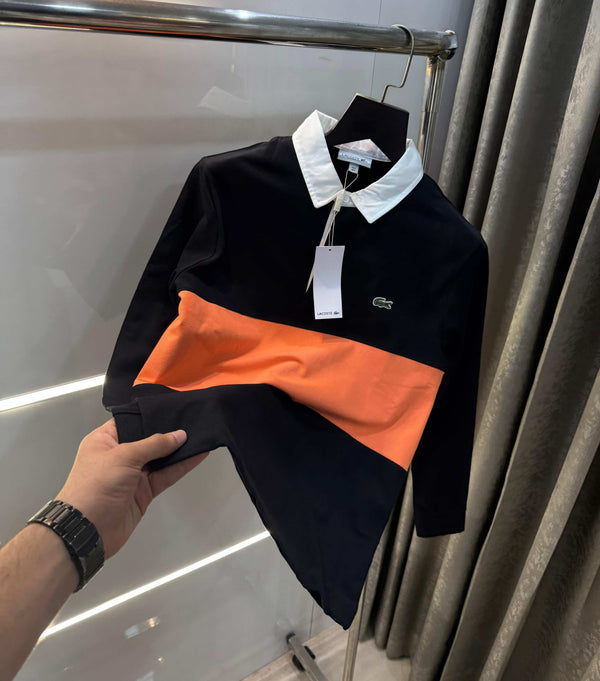 Lacost e black Premium Classic Full Sleeves Polo T-Shirt
