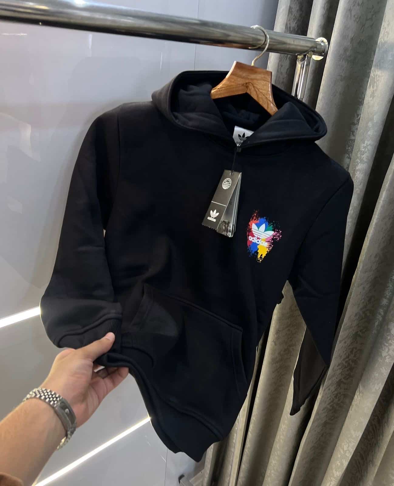 Adida s Black Back Print Imported Premium Hoodie Secondary image