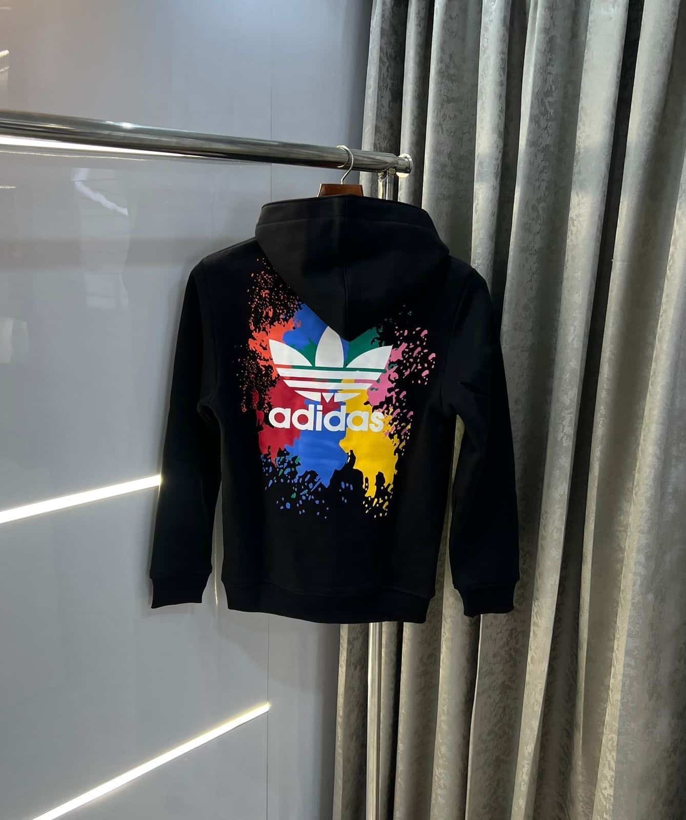 Adida s Black Back Print Imported Premium Hoodie