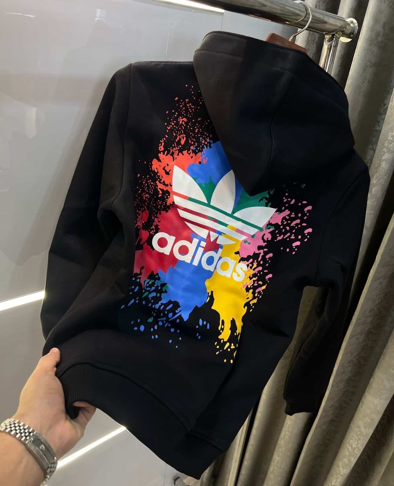 Adida s Black Back Print Imported Premium Hoodie