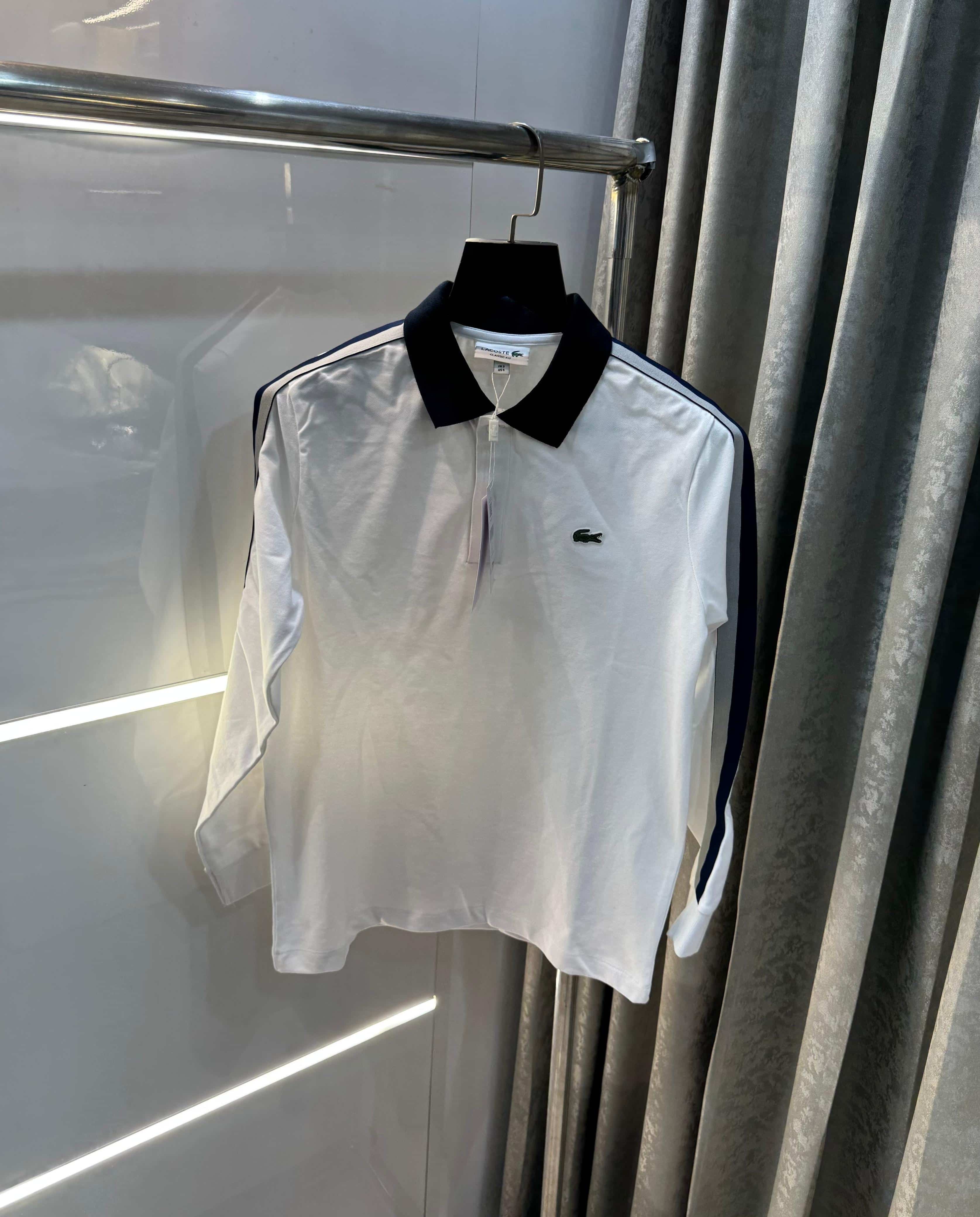 Lacost e White Premium Classic Full Sleeves Polo T-Shirt