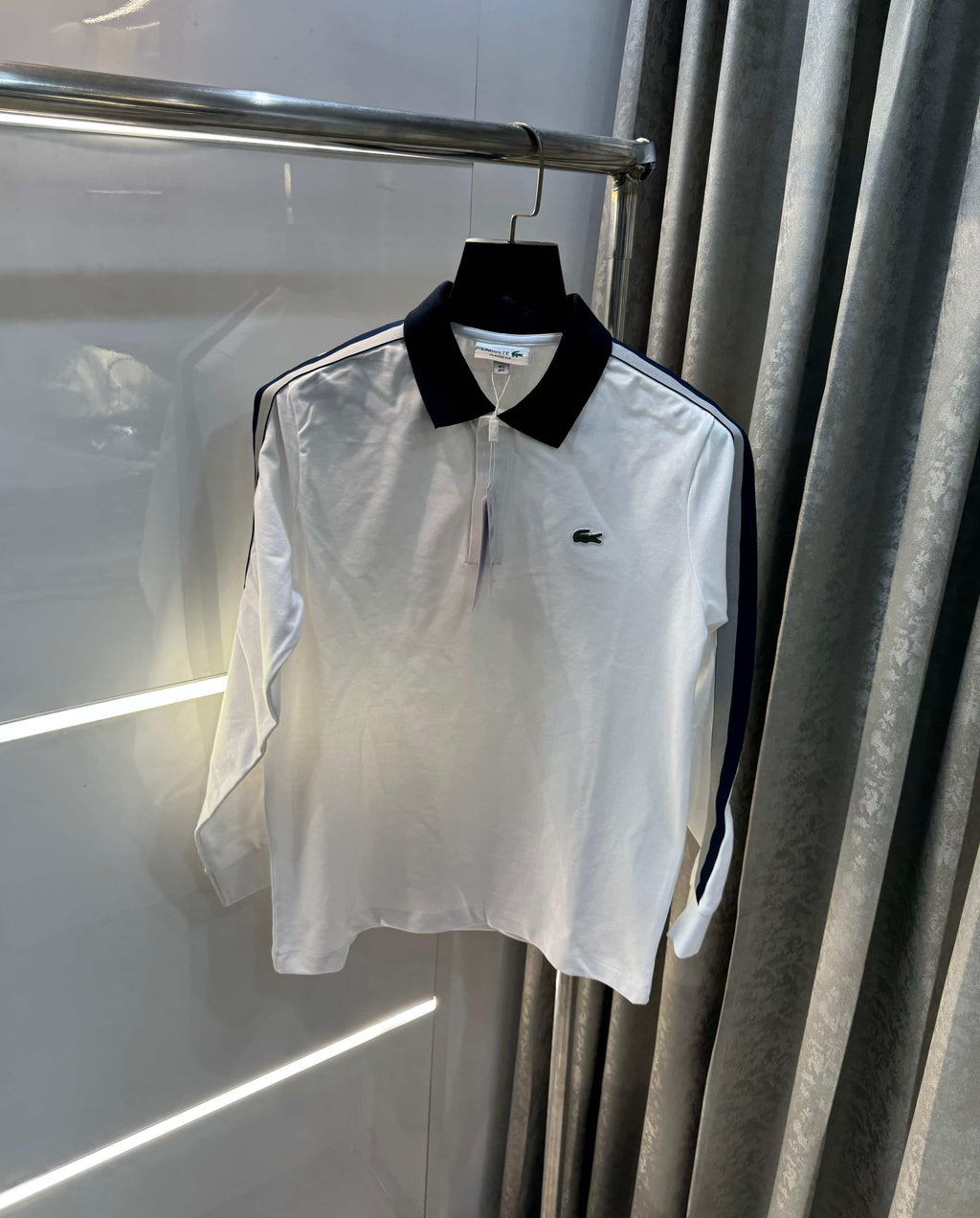 Lacost e White Premium Classic Full Sleeves Polo T-Shirt