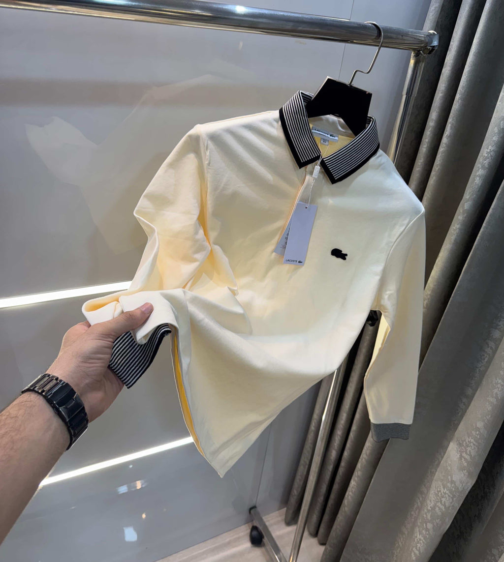 Lacost e cream  Premium Classic Full Sleeves Polo T-Shirt