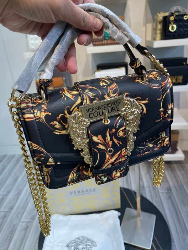 VERSACE JEANS COUTURE stylish Saddle Bag with Brand Magnet Box 854