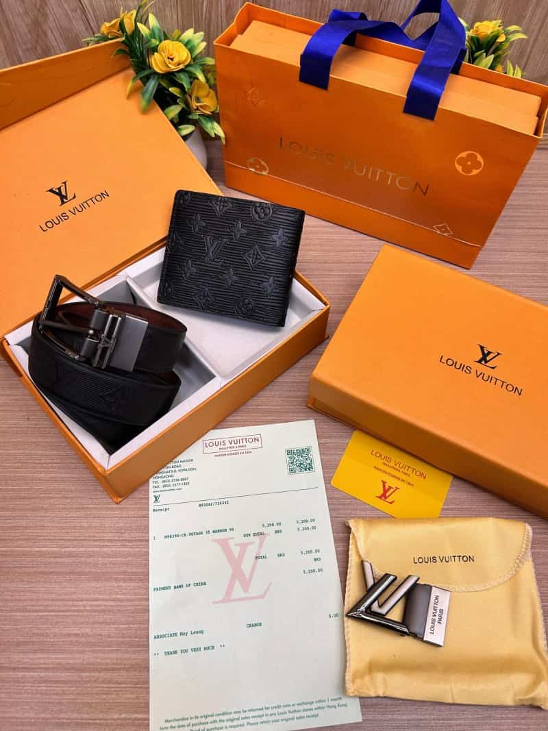 LOUIS_VUITTON_2 Buckle Belt & wallet Combo C407