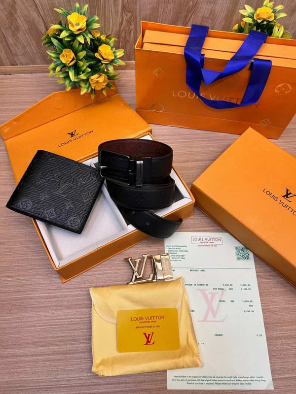 LOUIS_VUITTON_2 Buckle Belt & wallet Combo C403