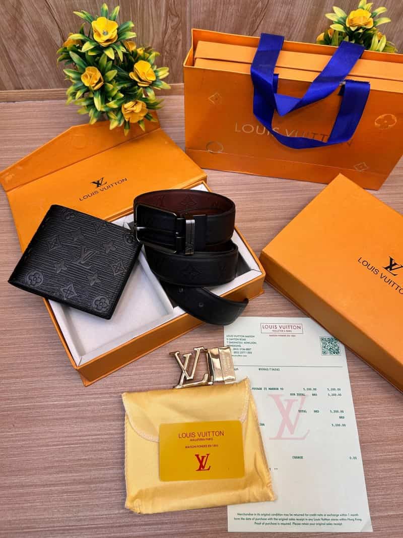 LOUIS_VUITTON_2 Buckle Belt & wallet Combo C403