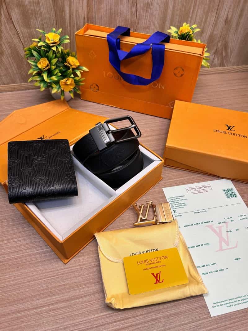 LOUIS_VUITTON_2 Buckle Belt & wallet Combo C403