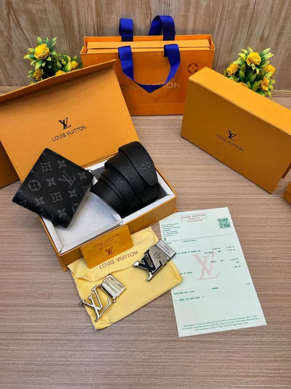 LOUIS_VUITTON_2 Buckle Belt & wallet Combo C392