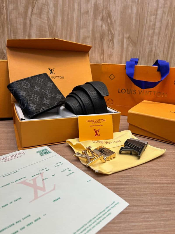 LOUIS_VUITTON_2 Buckle Belt & wallet Combo C392